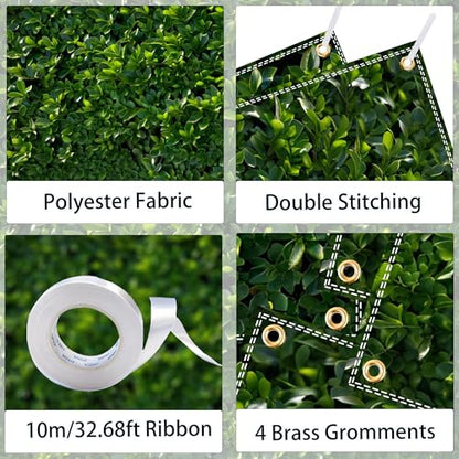 Green Leaves Backdrop 8x6FT – Large Nature Greenery Backdrop Wall for Wedding, Birthday, Baby Shower, Jungle Party – Green Leaf Photography Background with 32.8ft Ribbon & 4 Brass Grommets - color: Green Leaves Backdrop, size: 8x6FT