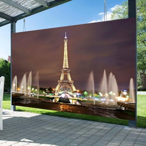 8X6FT Eiffel Tower Backdrop Paris City Square Night Fountain Photography Background for French Landmark Holiday Happy Birthday Banner Wedding Themed Party Photo Booth Props ZH013 ZHTAOYH - size: 8X6FT
