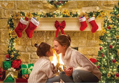 12x8ft Christmas Fireplace Theme Backdrop for Photography Soft Wrinkle Free Fabric Tree Sock Decorations for Xmas Party Supplies Photo Background Pictures Banner Studio Decor Booth Props - size: 12ft by 8ft