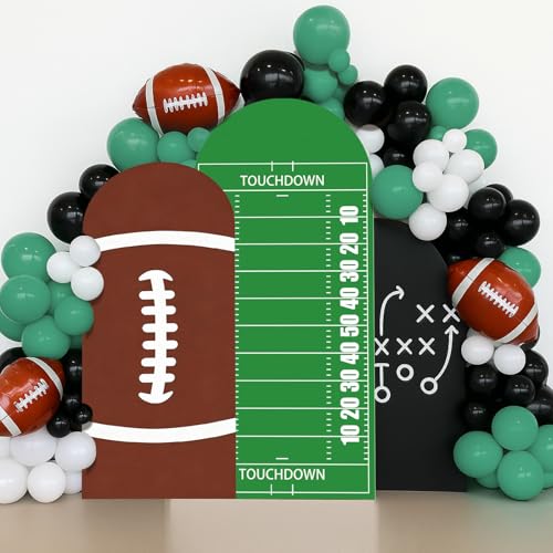VitalCozy 2 Pcs 7.2ft 6ft Football Field and Football Birthday Party Arch Backdrop Cover Rugby Photography Backdrops Spandex Fitted Arch Stand Covers for Rugby Sport Theme Party Decorations - style: Football