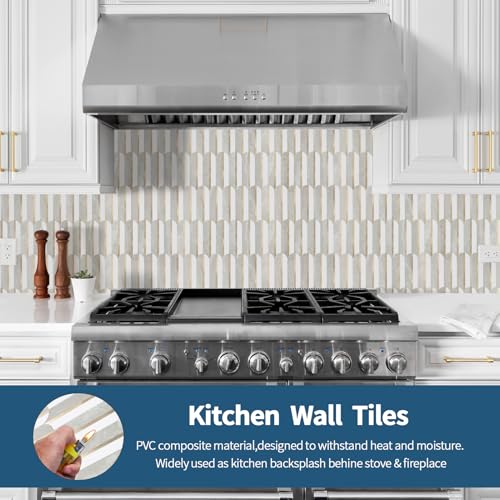 OYAISIMI 10 Sheets Seamless Peel and Stick Backsplash Tile for Kitchen,White and Gray Stone PVC Mixed Light Gold Self Adhesive Fish Scale Metal Mosaic Tiles - color: Gray Stone+Pure White+Light Gold