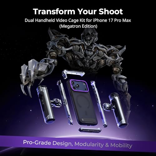 SmallRig Megatron Edition Dual Handheld Video Cage Kit for iPhone 17 Pro Max, Wireless Control Handle, Quick Release, Filmmaking & Live Streaming Kit with Case, Rotatable Handles, Lens Backplate-5584 - size: iPhone 17 Pro Max