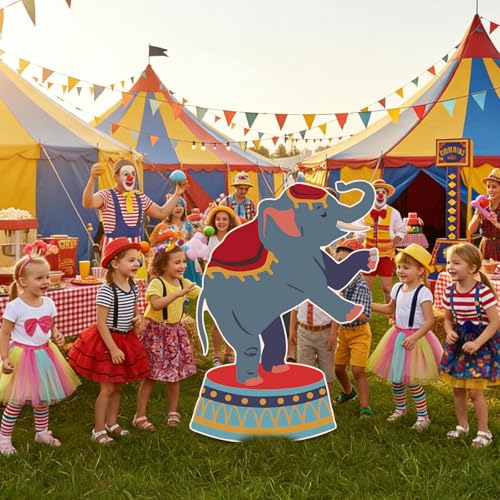 Colingmill Carnival Circus Party Decoration 3ft Circus Theme Birthday Party Supplies Elephant Show Cardboard Cutout Standup Photo Booth Backdrop Props Life Size for Birthday Carnival Weddings - style: Elephant Show