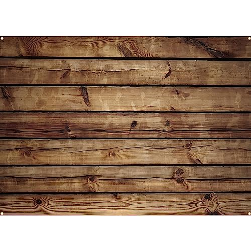 Peryiter Wood Backdrop Wooden Wall Background Rustic Backdrop Durable Polyester Fabric Photography Supplies for Party, Wedding Baby Photoshoot(10 x 8ft,Brown) - color: Brown, size: 10 x 8ft