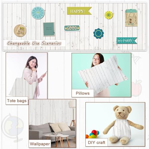 Classroom Fabric Bulletin Board 47x141inch White Wood Texture Back to School Classroom Backdrop Decorations for Wall Door Background, DIY Craft, Bulletin Boards, Pillow, Curtain, Reusable, Easy to Cut - style: White Wood Grain