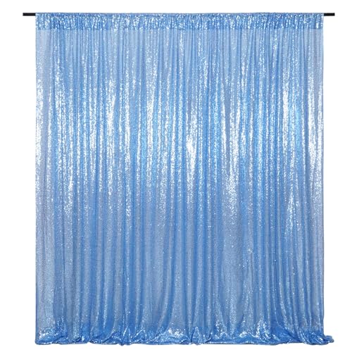 Poise3EHome 6FT x 8FT Sequin Photography Backdrop Curtain for Party Decoration, Baby Blue - color: Baby Blue, size: 6x8 ft