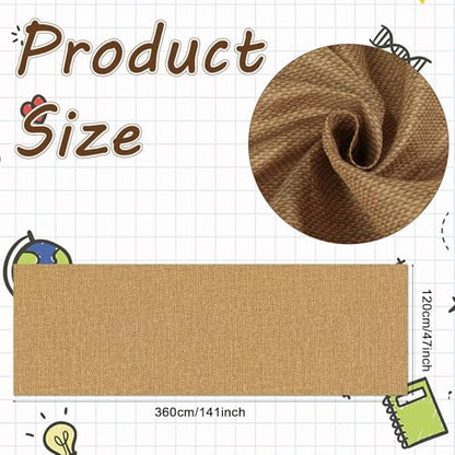 Brown Burlap Texture Classroom Bulletin Board Decorations Fabric 47x141inch Brown Burlap Grain Classroom Background for Wall Backdrop, DIY Craft, Bulletin Board, Pillow, Curtain, Reusable, Easy to Cut - style: Weave