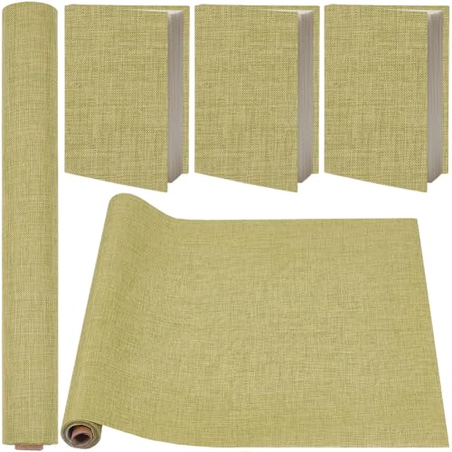 CRASPIRE 51 x 11.8 Inch Linen Book Cover Cloth Book Binding Cloth Polyester Surface Paper Backed Dark Khaki Woven Book Fabric for Books Album Scrapbooking Archival DIY Covering Bookbinding Protector - color: Dark Khaki