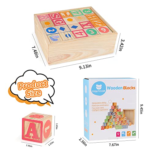 ABC Wooden Building Blocks for Toddlers 3 Large, 40 PCS Alphabet & Number Stacking Blocks with Storage Tray, Montessori Educational Learning Toys for Boys Girls Kids Gifts 1.65" - style: 40 abc blocks tray