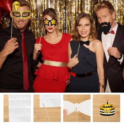 50th Birthday Photo Booth Props, Black Gold Inflatable Photo Booth Frame, 30PCS Photo Booth Props, for Party Selfie Party Decorations and Gifts - size: 50th Birthday Inflatable Frame
