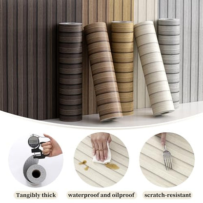 Peel and Stick PVC Slat Wall Panels, Wood Grain Self-Adhesive Soundproof Moisture-Resistant Paneling, 3D Faux Wood Panels for Bedroom Bathroom Walls & Ceilings 118"x15.75"(Off-White,13Sq.ft) - color: Off-White