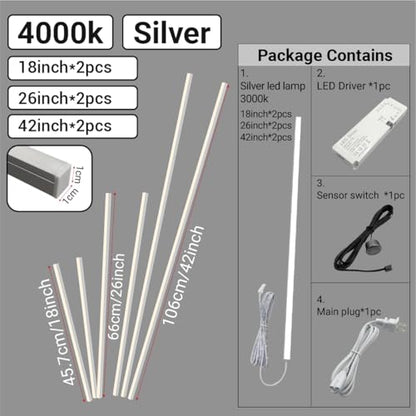 HAMRVL LED Recessed Lighting Wall Panel Lights, 6PCS 4000k Natural White Adhesive Slat Wall Lights with Touch Switch, Wall LED Light for Bedroom, Living Room, Studio, Kitchen Cabinets, Acoustic Walls - color: Silver - Natural White 4000k, size: 42in+26in+