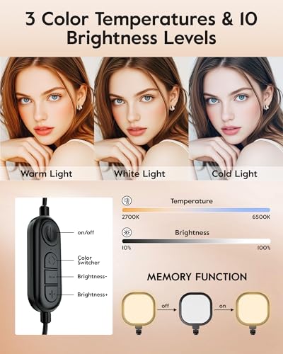 Video Conference Lighting for Zoom Meeting, Ring Light for Desk with Flexible Stand, 30 Light Modes Zoom Lighting for Computer, Desk Ring Light & Memory Function for Video Calls, Live Stream, Webcam - size: 1Pack