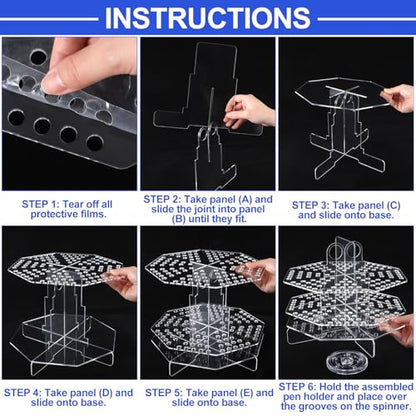 Eersida 120 Slot Acrylic Pen Holder Pen Clear Pencil Holder Display Stand Marker Organizer Acrylic Desktop Organizer the Hole Diameter Is 0.5 Inch for Art Supply Makeup Brushes Storage Craft Shows
