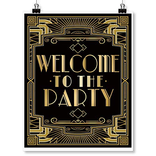 Roaring 20s Gatsby Harlem Nights Welcome to Party Poster Mugshot Photo Booth Props Sign 16x12inch A3 - color: Welcome to the Party