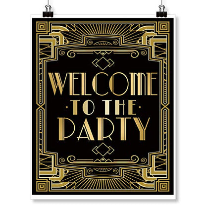Roaring 20s Gatsby Harlem Nights Welcome to Party Poster Mugshot Photo Booth Props Sign 16x12inch A3 - color: Welcome to the Party