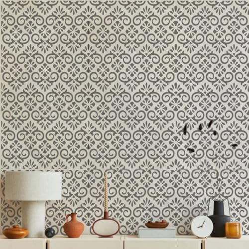 Damask Stencils 6inch Texture Stencils Reusable Layering Stencils Templates for Painting on Wood Furniture Canvas Paper Fabric - style: Damask