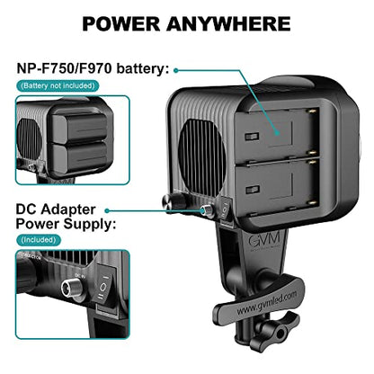 GVM SD80S 80W COB Video Light Kit, 5600K Continuous Lighting for Photography with Bowens Mount Softbox&Stand, 8 Lighting Effects Support AC Adapter & NP Series Battery - color: softbox lighting kit