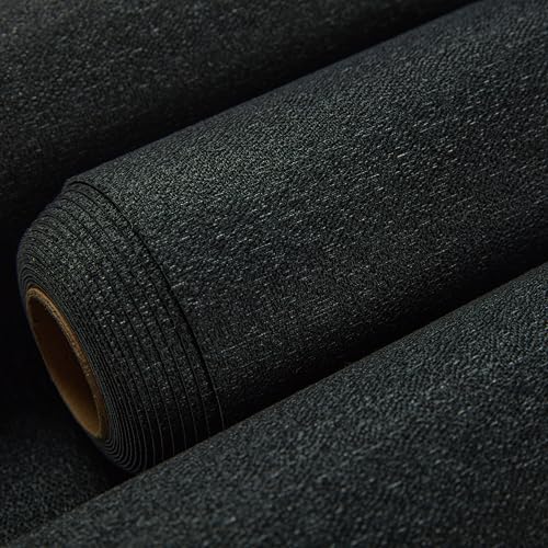 Fabric Grasscloth Texture Self-Adhesive Wallpaper Linen Peel and Stick Wallpaper Easy to Apply Removable Easy to Clean for Bedroom Livingroom Cabinet 16.5inx236.2in -Mottled Black - color: mottled black