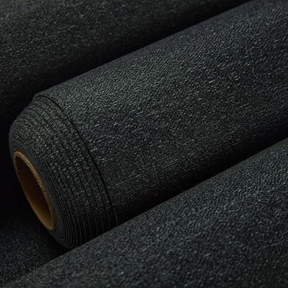 Fabric Grasscloth Texture Self-Adhesive Wallpaper Linen Peel and Stick Wallpaper Easy to Apply Removable Easy to Clean for Bedroom Livingroom Cabinet 16.5inx236.2in -Mottled Black - color: mottled black