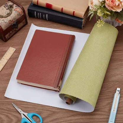 CRASPIRE 51x11.8 Inch Green Grassy Book Cloth Paper Backed for Book Cover Binding Weave Linen Fabric Surface Protector Book Binding Cloth for Adult Scrapbooking Album DIY Crafts - color: Green Grass