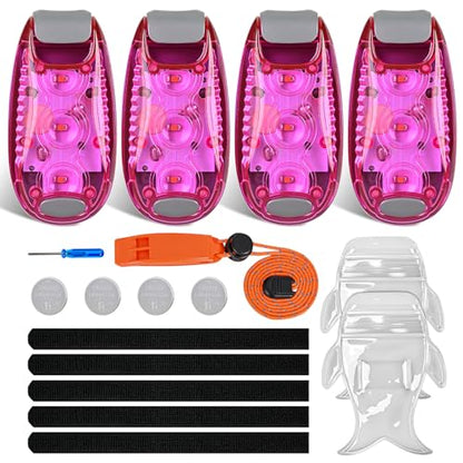 Nilight LED Safety Light 4PCS Pink Marine Navigation Bike Tail Lights Three Modes Waterproof Reflective Gear Clip On Flash Strobe Indicator Lamp for Night Boating Fishing Cycling Jogging - color: 3LED Safety Light-Pink