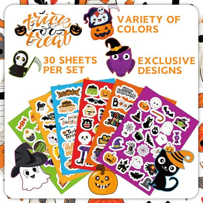 Joy Bang 680 PCS Halloween Stickers for Kids, 30 Sheets Halloween Party Favors Stickers Crafts Toys Bulk Pumpkin Monster Candy Sticker Bulk for Treat Bags Goodie Bag Stuffers for Kids - style: Halloween