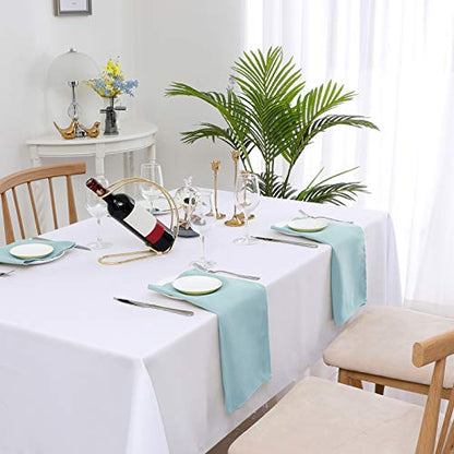 H.VERSAILTEX Cloth Napkins Set of 12 (18" X 18") Linen Textured Dinner Napkins Waterproof Extra Soft Thick Durable Reusable Napkins with Hemmed Edges for Dinners, Weddings and Everyday Use, Aqua - color: Aqua, size: 18" x 18" (Square)