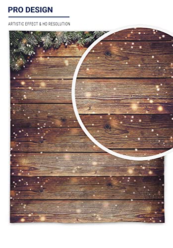 Allenjoy 8x10ft Snowflake Gold Glitter Christmas Wood Wall Photography Backdrop Xmas Rustic Barn Wooden Floor Background for Children Portrait Photo Studio Booth Photobooth Photographer Prop - size: 8'x10'
