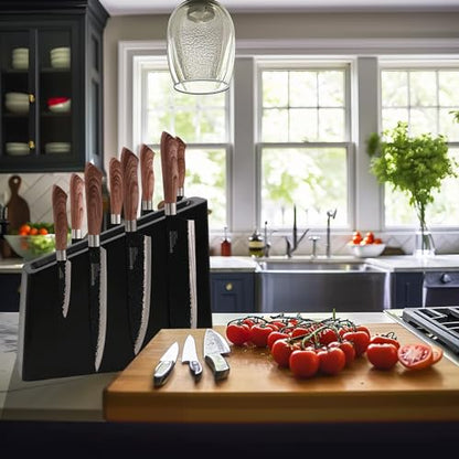 Resafy Magnetic Knife Wooden Block Knife Display Holder Rack Double Side Magnetic Stands with Strong Enhanced Magnets Kinves Strip Magnetic Knife Holder - color: Black