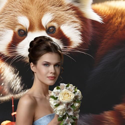 Red Panda Backdrop Background for Photography 5x7ft Photobooth Professional Photo Backdrop Curtains Video Photography Studio Photo Backgrounds Banner Booth Background Screen Parties - color: Red Panda