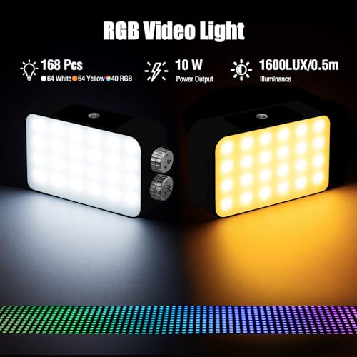 EMART RGB LED Camera Light, 2600mAh Portable Video Light 13 Lighting Effects 360° Full Color, Rechargeable Small Light Panel, 2500K-7000K for Selfie, Content Creator, Photography