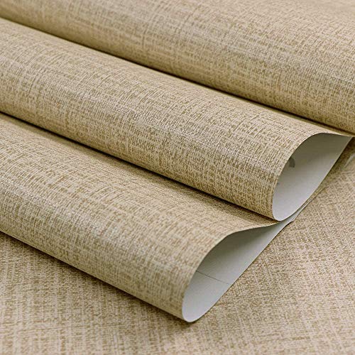 TANONE Khaki Contact Paper Peel and Stick, Grasscloth Beige Wallpaper Self Adhesive Removable Wallpaper, Fabric Linen Wall Paper Decorative for Wall Cabinets Drawers Kitchen 15.8 in X 197 in - color: Khaki, size: 15.7" x 197"