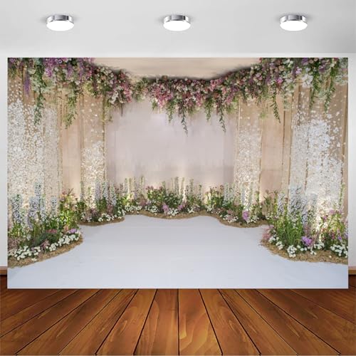 5x3ft Wedding Backdrop for Cradle Ceremony Background for Proposal Flowers Curtain Wedding Ceremony Banner Bridal Shower Background Mother's Day Floral Marriage Backdrop - size: 5x3ft