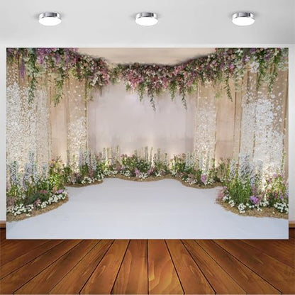 8x6ft Wedding Backdrop for Cradle Ceremony Background for Proposal Flowers Curtain Wedding Ceremony Banner Bridal Shower Background Mother's Day Floral Marriage Backdrop - size: 8x6ft