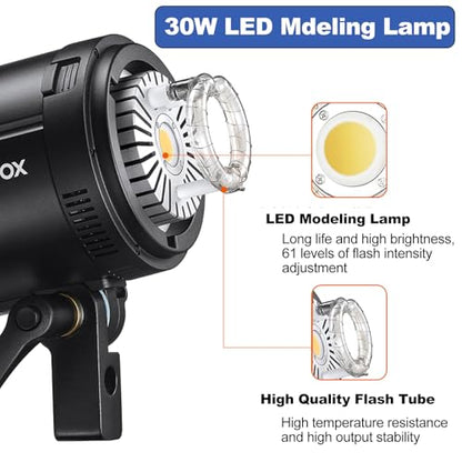 Godox DP400IIIV Studio Flash Light Kit for Photography,400Ws Photography Lighting Kit with Bowens Mount Softbox,Tripod Stand,GN87 2.4G X System Strobe Flash for Portrait Product Studio Shooting
