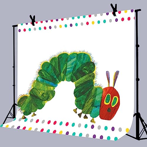 Caterpillar Theme Party Photography Backdrop, 7x5FT, Rainbow Color Insect Cartoon Kids Boy Girl Cake Table Banner Background, Photo Booth Studio Props BJMYLU403 - size: vinyl-7x5ft