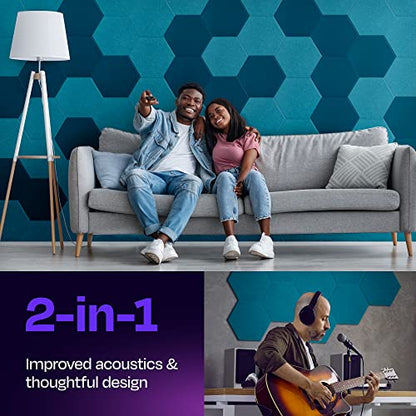 Acoustic Panels 12-Pack Soundproof Wall Panels 12"X10.4"X0.4" Sound Panels High Density Sound Dampening Panels - [Light Turquoise Hexagon] - color: Light Turquoise, size: Medium Hexagon 12 Pack