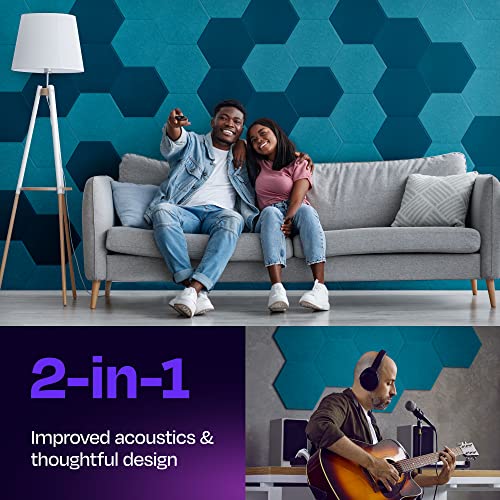 Acoustic Panels 12-Pack Soundproof Wall Panels 12"X10.4"X0.4" Sound Panels High Density Sound Dampening Panels - [Light Turquoise Hexagon] - color: Light Turquoise, size: Medium Hexagon 12 Pack