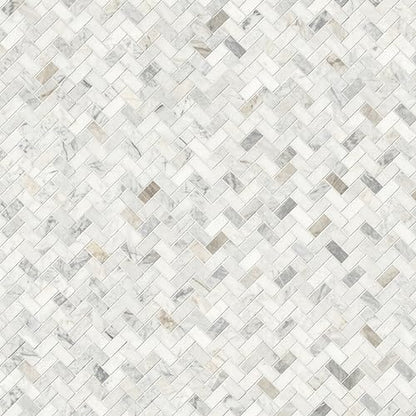 MSI Arabescato Venato White 1 in. x 2 in. Herringbone Honed Marble Mesh Mounted Mosaic Tile for Bathroom, Kitchen Backsplash, Accent Wall Tile, and Shower Wall Tile - color: Arabescato White, size: CASE