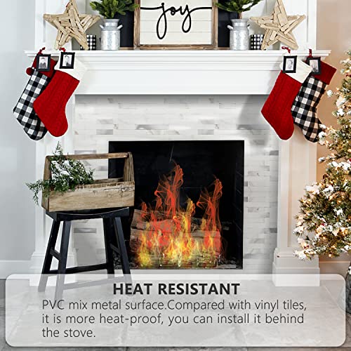 STICKGOO Peel and Stick Backsplash,PVC Wall Tiles Stick on Backsplash for Kitchen(1 Sheet, Statuario White with Metal Silver) - color: Statuario White with Metal Silver