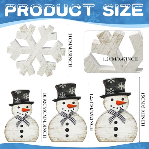 Yousoontic 5 Pcs Winter Table Decor Wooden Snowman Black and White Snowman Snowflake Tiered Tray Decor Christmas Table Centerpiece Snowflake Signs Winter Decorations for Home Kitchen Office - color: Black and White, style: Classic