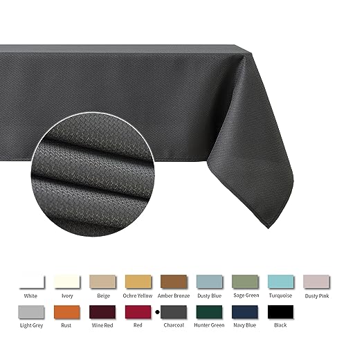 maxmill Jacquard Square Tablecloth Stain Resistant Waterproof Wrinkle Resistant Washable Soft Table Cloth, Fabric Table Cover for Dining Room, Indoor and Outdoor Use, 52 x 52 Inch, Charcoal - color: Nova Charcoal, size: 52" x 52" (Square)