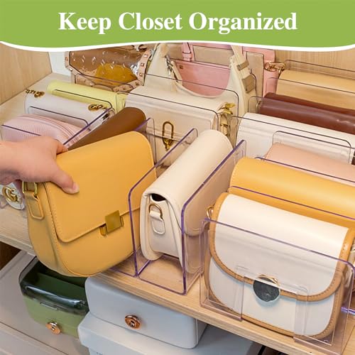 2 Pcs Acrylic Clear Purse Storage Organizers, 4 Sections Dividers in Bedroom Office (bright) - color: bright