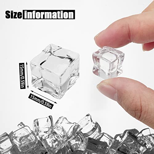 Fake Ice Cubes, 15 mm 100 PCS Artificial Ice Cubes, Acrylic Vase Fillers Crystal Rocks Diamonds,Table Scatter, Party Favor, Wedding Decoration, Photography - color: 15 Mm-100pcs