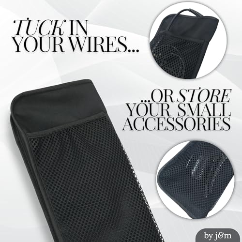Hair Straightener Mat & Pouch by j&m - Heat Resistant - Fits ghd, BaByliss & Larger Flat Irons - Zip-Up All-in-One Compact Travel Case - size: Original Pouch & Mat