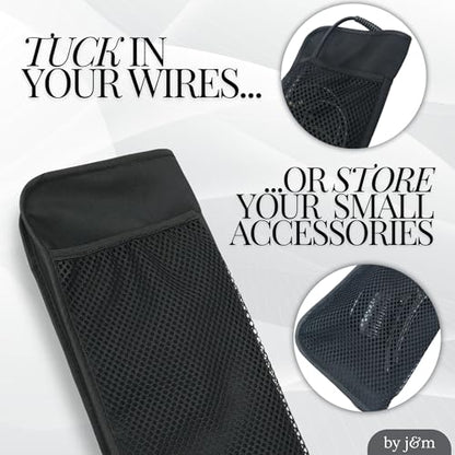 Hair Straightener Mat & Pouch by j&m - Heat Resistant - Fits ghd, BaByliss & Larger Flat Irons - Zip-Up All-in-One Compact Travel Case - size: Original Pouch & Mat