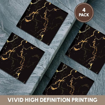 3dRose Image of Black and Yellow Marble Texture, Faux Stone Backdrop Set of 4 Ceramic Tile Coasters - size: set of 4 Ceramic Tile Coasters