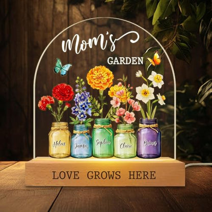 Custom Mum's Garden Night Light, Personalized Birth Month Flower with Kids Names Night Light, Mom's Garden LED Lamp, Mothers Day Gifts, Grandma Gift, Mom Gift - color: Style 9
