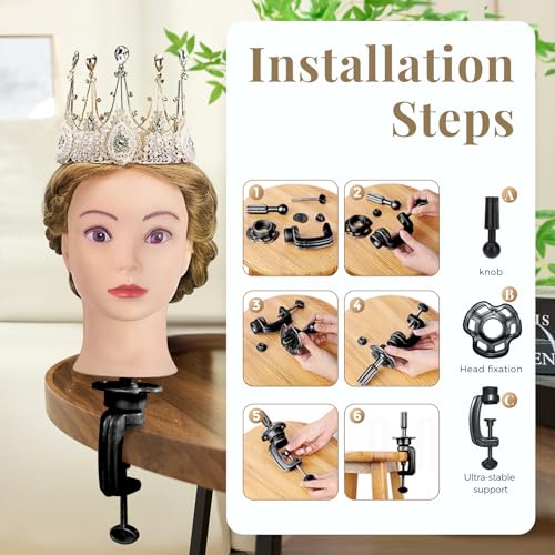 28 Inch Mannequin Head 80% Human Hair with Tripod Stand,Mannequin Cosmetology Manikin Practice Doll Head with stand,Braiding Hairdressing Head for Hair Styling with Table Clamp + DIY Hair Styling Set - color: Blonde#27B